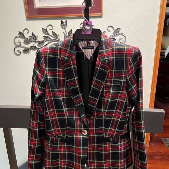 Tommy Hilfiger Red Plaid Women's Blazer Size 4 #MC056 - Picture 5 of 5